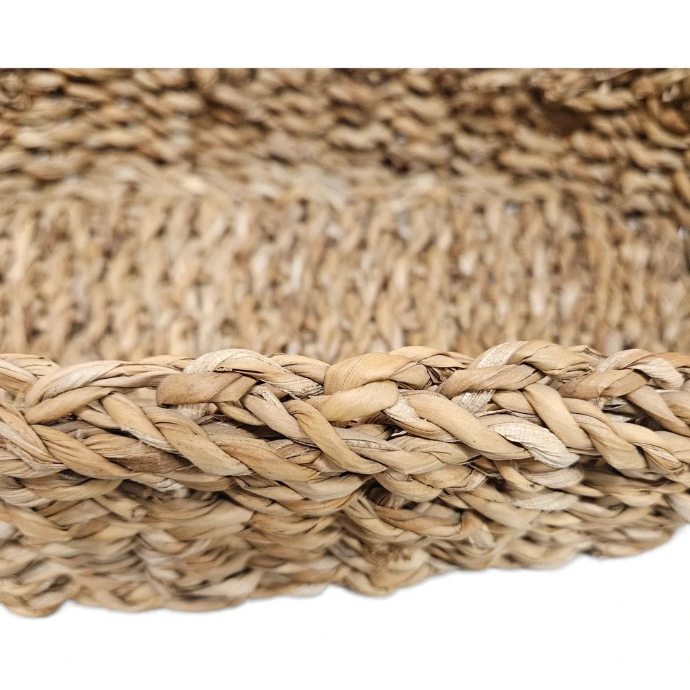 Natural Handwoven Oval Seagrass Storage/Bread Basket W/ Handles Rustic Boho